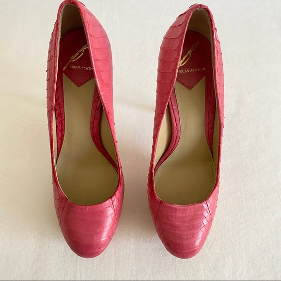 brian atwood snakeskin platform pumps pink orange - Picture 4 of 11